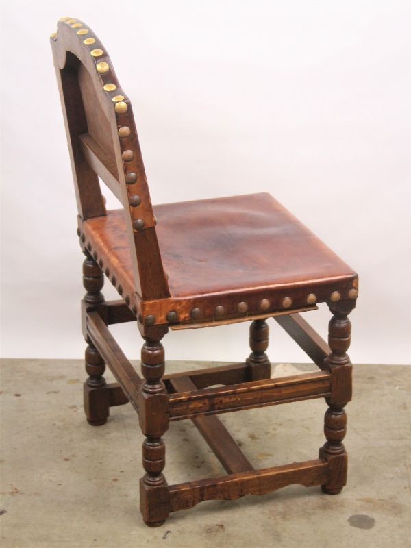 3 Antieke stoelen (hout + leder)